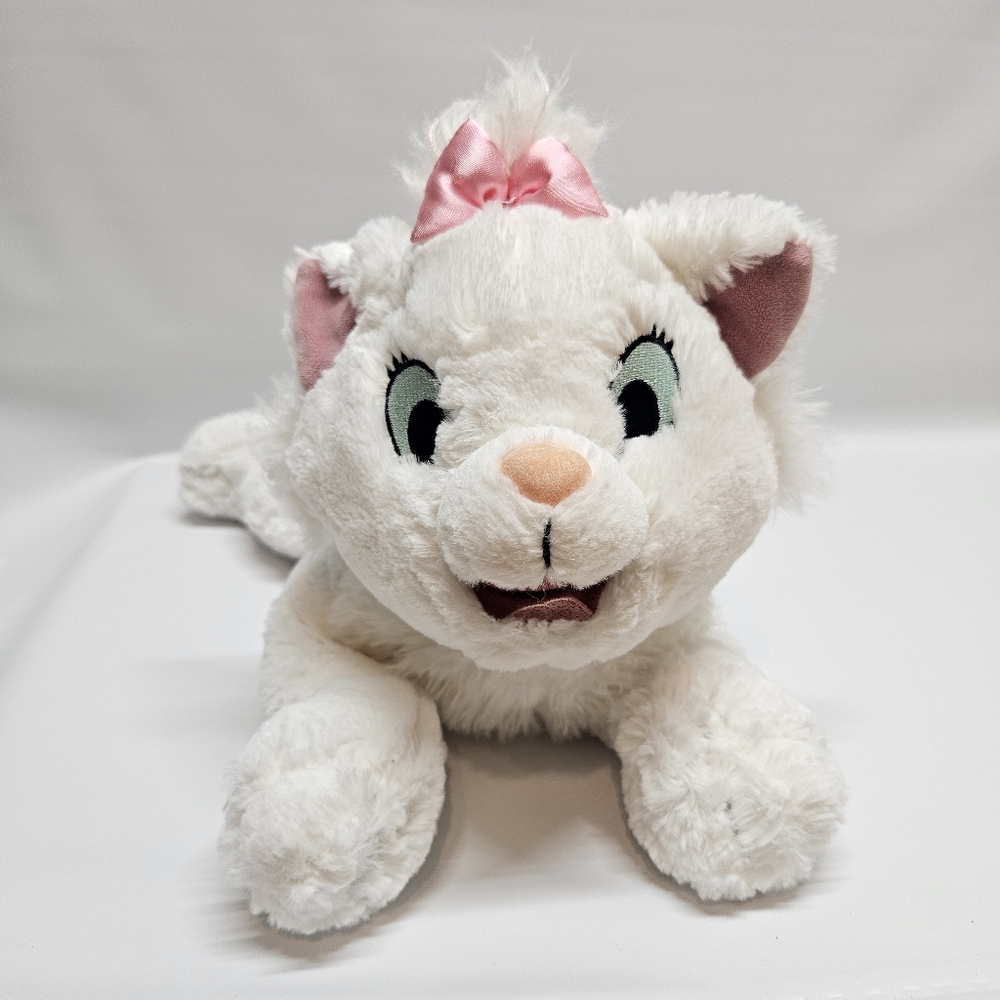 Disney Parks Aristocats Marie Plush White Kitty Cat Pink Bow Stuffed Animal